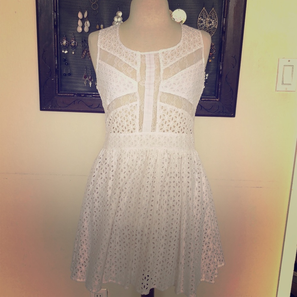 White Cutout lace dress